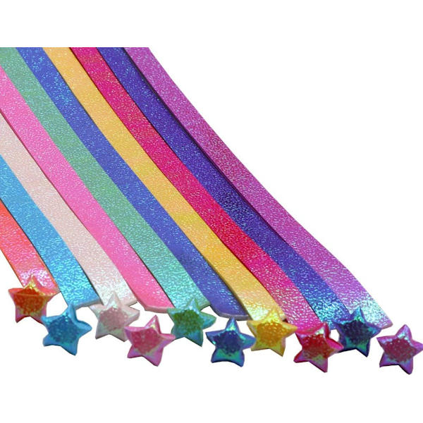 200 ark glitter origami stjernepapirbrettede strimler - DIY-papir for håndverk
