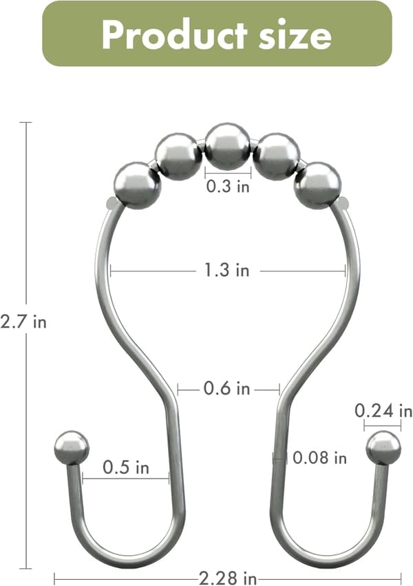 Duschdraperikrokar, Duschdraperiringar, Metallkromade Duschdraperikrokar Rostfria, Smidigt Glidande Dubbla Duschkrokar för Duschdraperi,