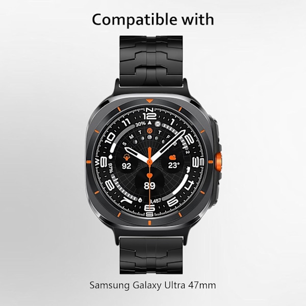Rustfrit stålbånd kompatibel med   Galaxy Watch Ultra 47mm(2024), Solid Metal Replacement Business Strap med foldelås til mænd Sort