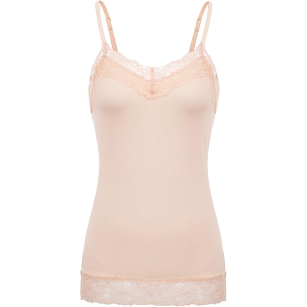 Kvinners justerbare spaghettistropp blonder trimmet camisole tunika tank top