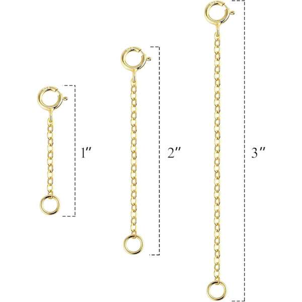 Halsbandsförlängare: 925 Sterling Silver och 14k Guldpläterade Förlängningskedjor