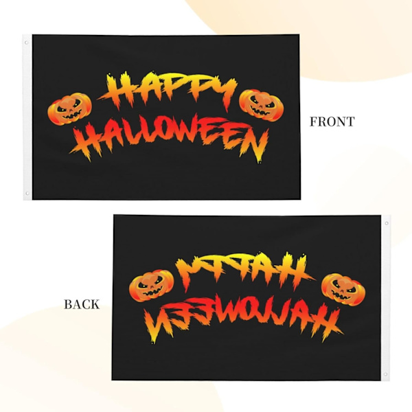 Glad Halloween 3X5FT Dubbelsidig Hållbar Uteplats Lätt Torr Utomhus Överraskningsfest Svart Svart