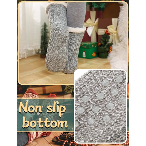 Dam Fuzzy Tofflor Strumpor Fluffy Mysig Stuga Vinter Varma Fleece Plysch Stickad med