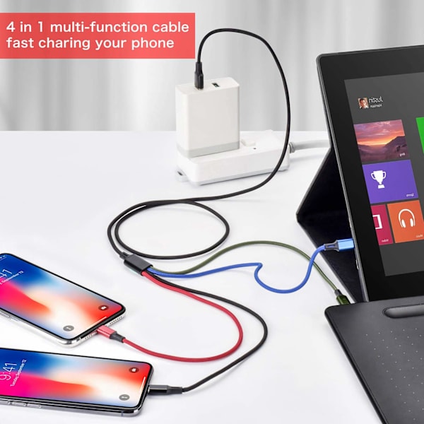 Multi [2-pack 6 fot] 4-i-1 nylon