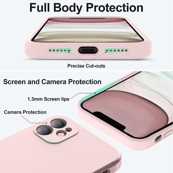 Forbedret flytende silikondeksel til iPhone 11, kamerabeskyttelse - Rosa