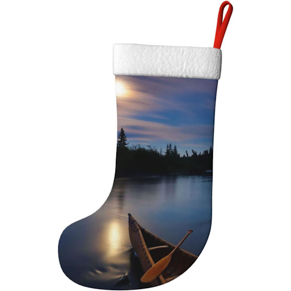 Moonlit River Juldekorationssockor - Hållbara, färgglada och roliga festliga dekorationer - Julstrumpa Kaminprydnader Xmas Soc