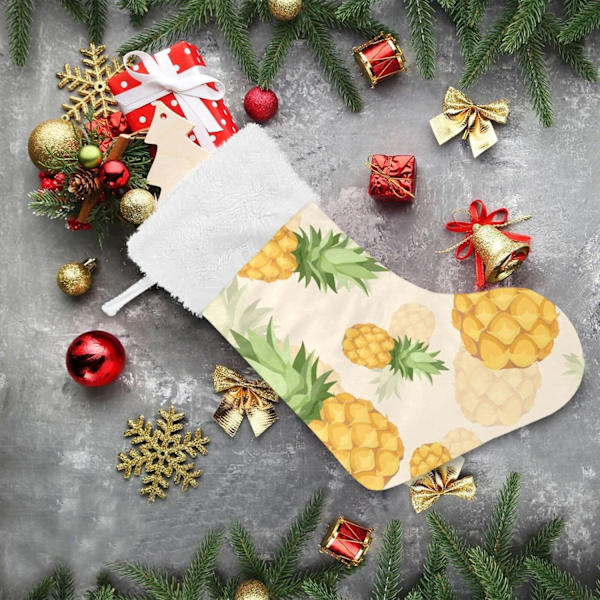 Julklapp, personliga julklappsstrumpor set om 2 Chic Tropical Crazy Ananas 45,7 cm Julstrumpor Hängande Ornament Kamin för träd
