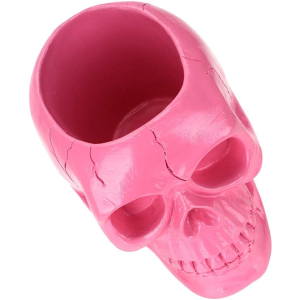 Mkeup børste orgnizer kraniehoved n holder blyantholder kop beholder orgnizer til hjemmekontor halloween borddekoration lyserød multi multi