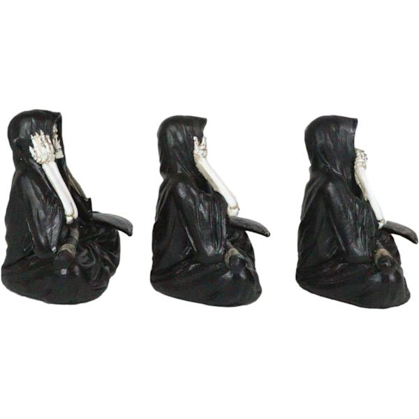 Ebros Gave Gotisk Alkymi Nekromanti Magi Se Høre Tale Intet Ondt Siddende Grim Reaper Skelet Figurer Sæt af 3     Dekor Benhus Kirkegård