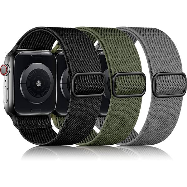 3-pak elastisk Solo Loop kompatibel med Apple Watch-rem
