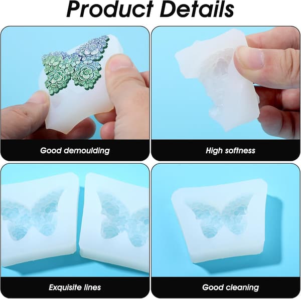 3D Blomst Sommerfugl Silikoneform, 2 Stykker Blomst Sommerfugl Lysforme til Lysfremstilling Sommerfugl Chokoladeform DIY Epoxy Resin Forme til Sæbe