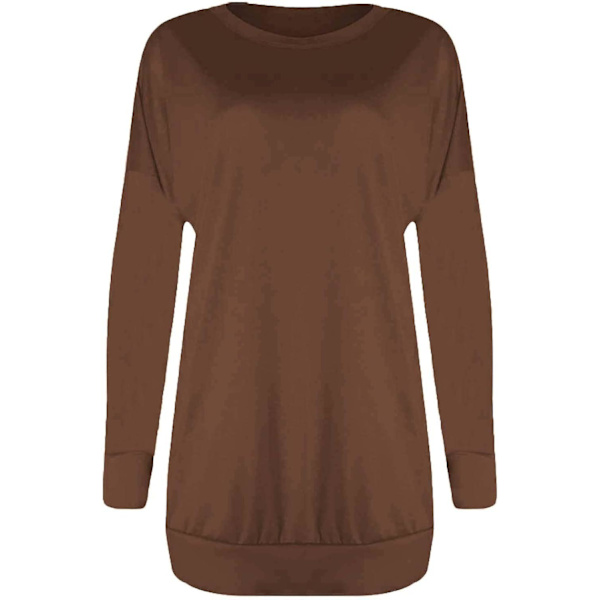 Dam tröjor höst pullover tröjor casual lös passform tunika topp bekväm söt sweatshirts långärmad crewneck t-shirts m7 brown Large