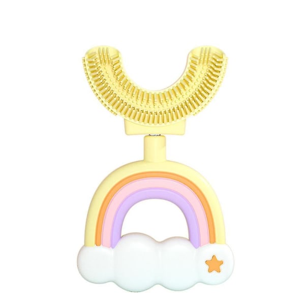 Baby Rainbow Pehmeä U-muotoinen hammasharja Silikoni Lasten hampaiden puhdistusharja iso keltainen