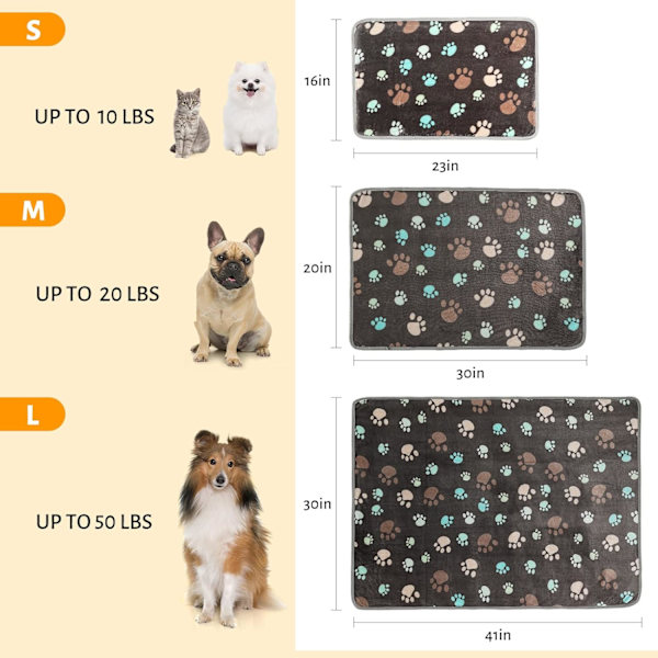 3-pak blødt og varmt flanneldækken til hund og kat, perfekt til kæledyr