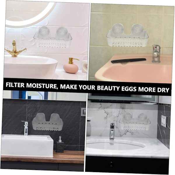 Kosmetisk opbevaringsboks H? End make-up svampeholdere vægmonteret vask make-up svampeholder vægmonteret kosmetikholder transparent