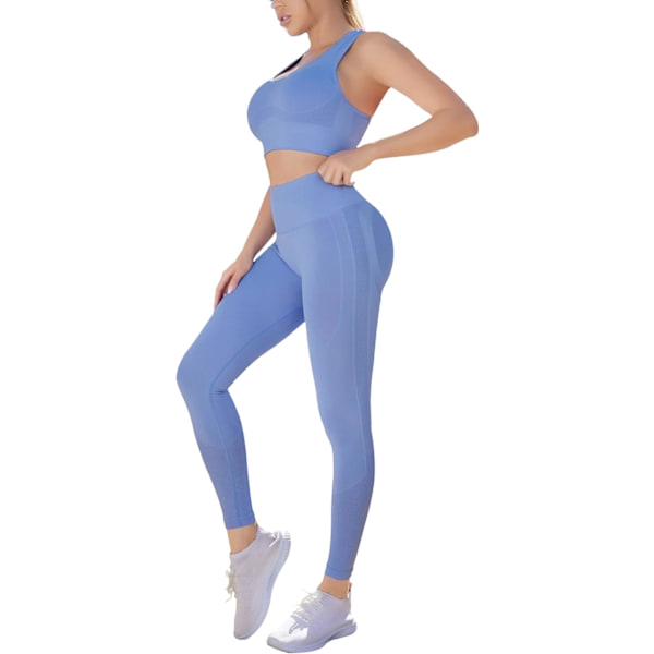 Treningssett for kvinner 2 deler antrekk Racer Back Sports BH med høy midje