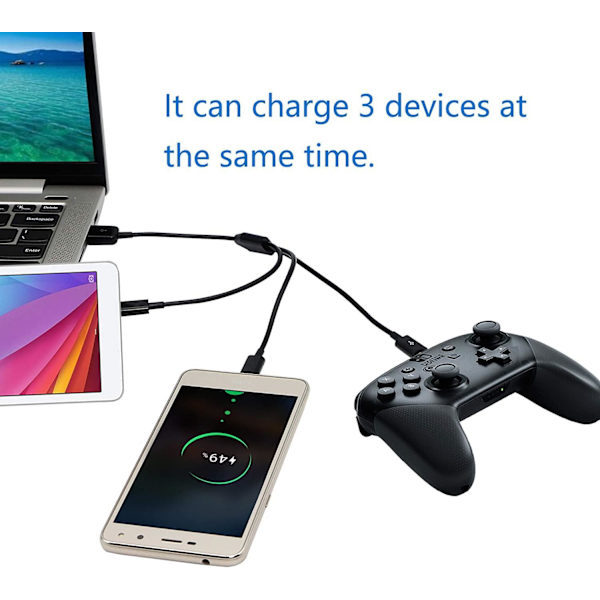 Micro USB-splitterkabel - 3 i 1 Micro USB-laddningskabel - USB 2.0 A
