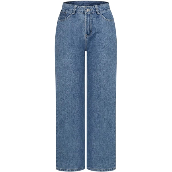 Dame Baggy Jeans Y2K Style Højtaljede Jeans. Wide-leg lige jeans.