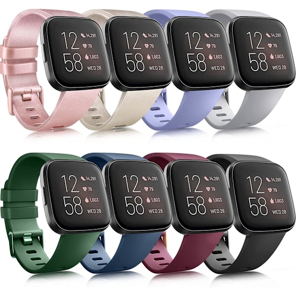 8-pakks stropper kompatible med Fitbit Versa 2-reim/Fitbit Versa Lite-reim