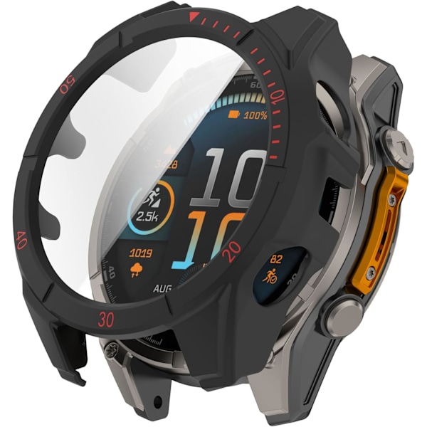 Hærdet Glas Etui Kompatibelt med Garmin Fenix 8 Solar 51mm, Hård PC Skærmbeskytter Samlet Beskyttelse Ultratynd Letvægts Ridsefast Cover