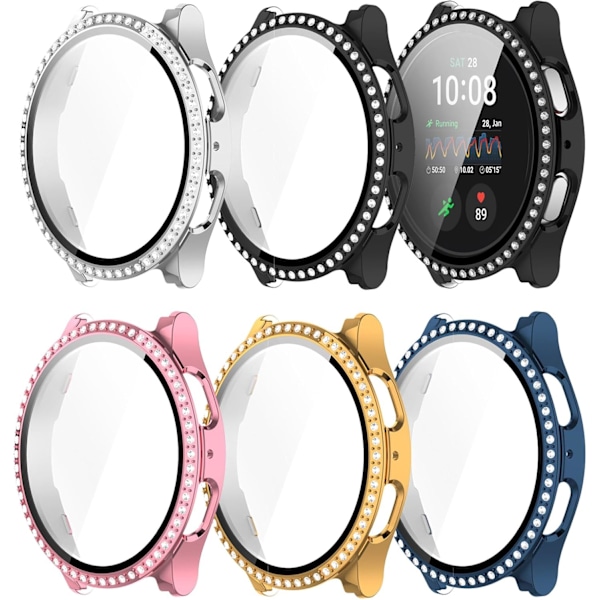 Bling-kotelo yhteensopiva Galaxy Watch 7 -kotelon 44 mm kanssa, Kristallitimantti-strassikivipuskurin suojakuori kova PC-suojakotelo Galaxy Watch 7 -naisille (44 mm,