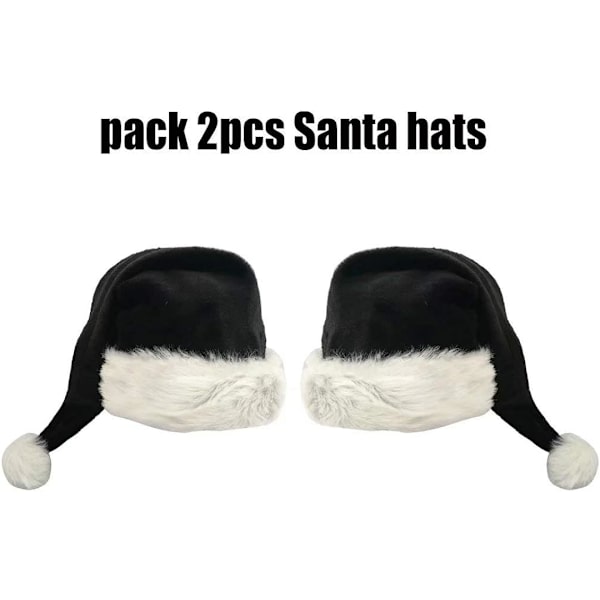 Svart hatt - Vuxen Deluxe Svart och Vit Jul Jul Hatt Pack 2 st