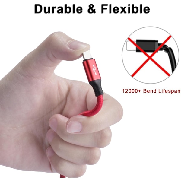 Multi-opladningskabel 10Ft 2-pak Multi Hurtigoplader Kabel