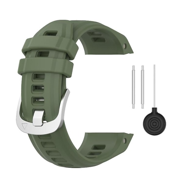 Til Garmin Instinct 2s Silikone Rustfrit Stål Spænde Urrem FGU Dark Green