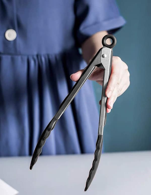 Serveringstänger 9 tums matlagningstänger med silikonspetsar, set om 3 (svart) Svart