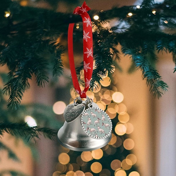 Bull Terrier Sølvklokke Ornament Juletræsklokker med Rød Lanyard Metal Xmas Hængende Dekorationer til Feriefest  Kærlighedsklokke  Kærlighedsklokke