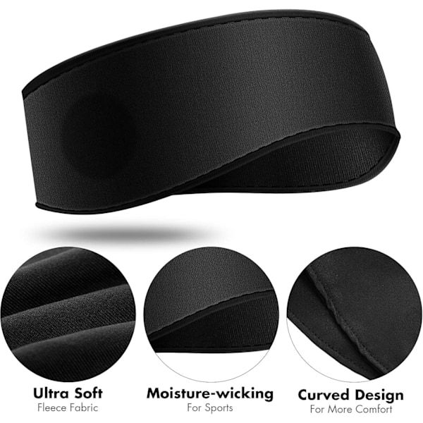 Sovpannband Hörlurar - 3.5mm Jack, Mjukt Elastiskt Band med Tunna Högtalare för Sömn, Resor & Meditation (Svart)