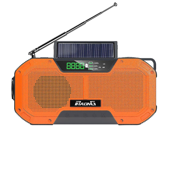 Orange Utomhus nödradio Bluetooth högtalare Solar Handficklampa Mobilladdning 5000mah Stor kapacitet Hög kvalitet