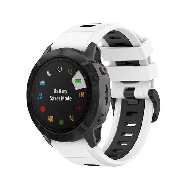 Til Garmin Fenix 7x 26mm To-farvet silikone Jack urrem UQS White Black