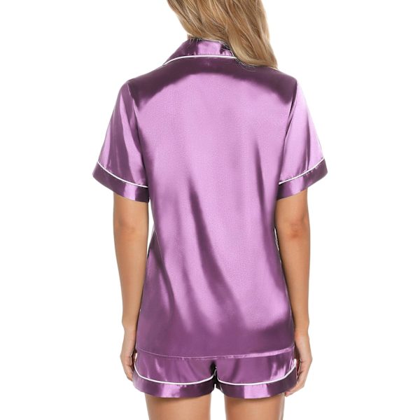 Dam Silke Satin Pyjamas Shorts Set Brud Pyjamas Knapp Ned Pjs Loungewear