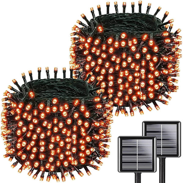 Överlängd solcellsjulbelysning utomhus 2PACK Totalt 210FT 600LED solcellsjulbelysning, vattentät utomhusljusslinga med 8 lägen