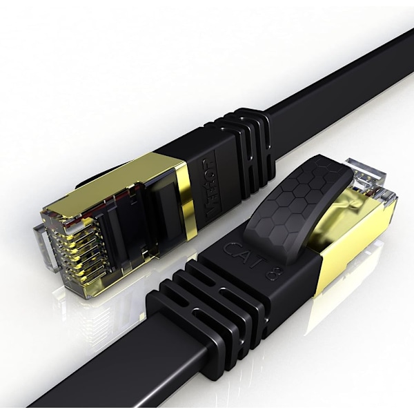 Cat 8 Rj45 platt Ethernet-kabel, kabel med guldpläterad