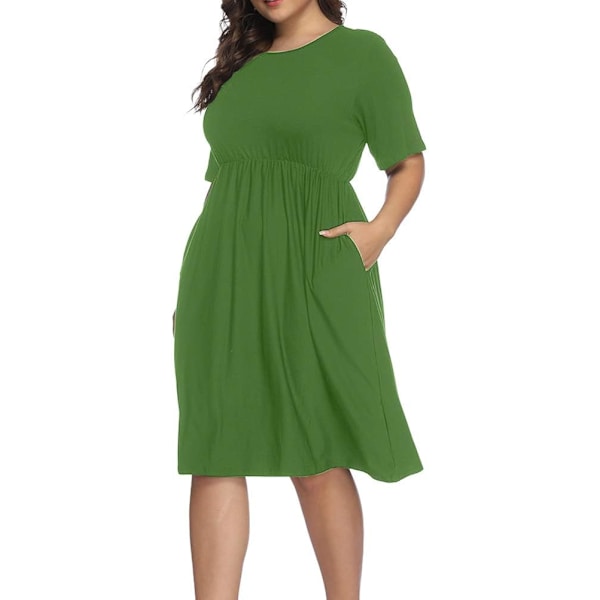 Kvinder Plus Size Halv ærme Rund Hals Cocktail Midi Kjole Ruffle Festkjoler