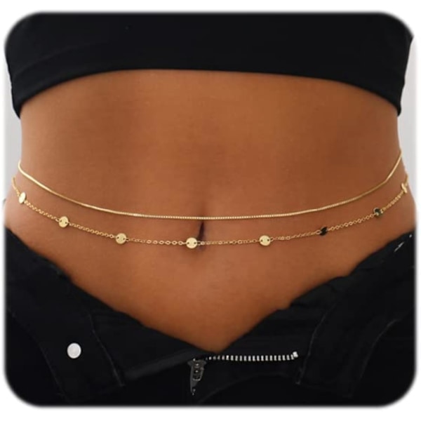 18K Gold Plated Layered Waist Chain for Women Waterproof