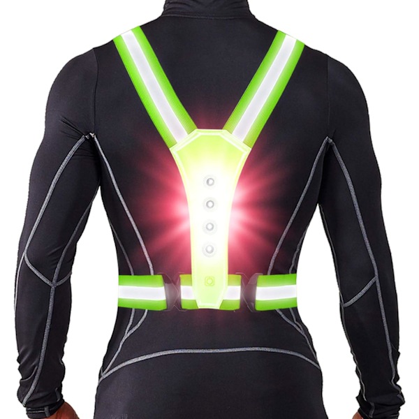 LED-refleksvest for løping. Høy synlighet advarselslys for løpere.