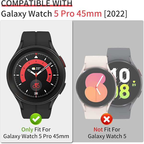 [2-pak] RICHONE Kompatibel med Samsung Galaxy Watch 5 Pro 45mm
