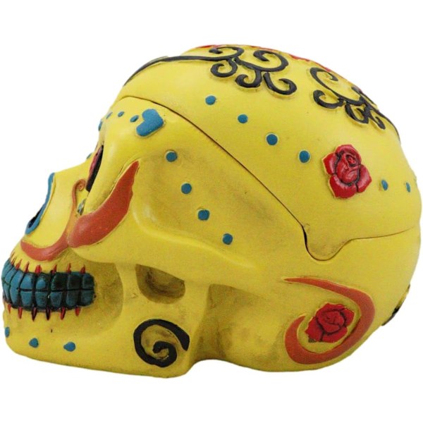 Retro Skull Style Hjemme Askebeger, Kompakt Kule Gravering Flamme Effekt Dekorativ Statue Resin Skulls and Crossbones Flammer Askebeger for Spooky Skeleton