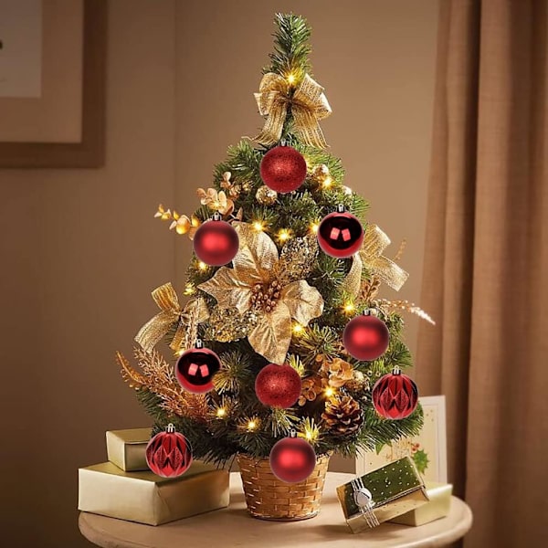 12 st 3,15\" julgranskulor julgransdekorationer krossäkra röda julgran