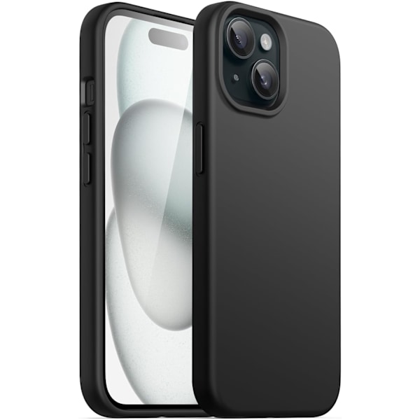Silikone Etui til iPhone 15 Plus 6.7-Ih, Siy-Soft Touch Fuld Beskyttende Telefon Etui, Stødsikkert Cover (Sort) Sort