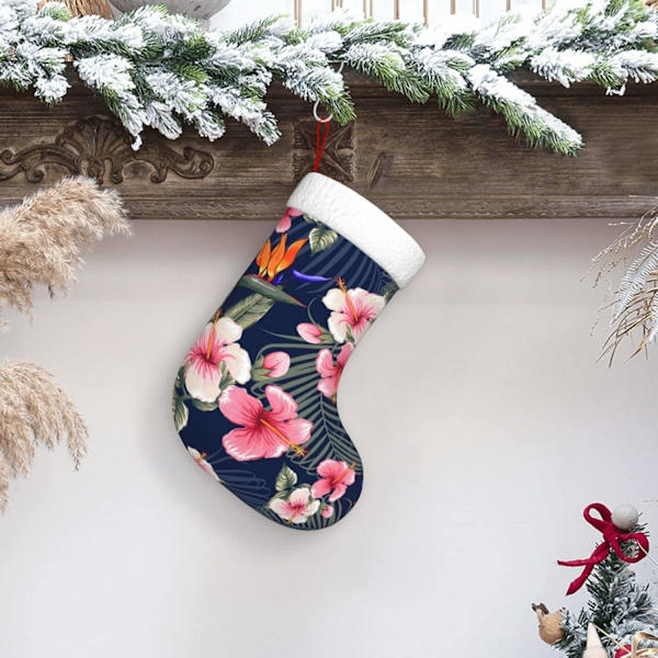 Julepynt Strømper med Blomstermønster => 17,7 tommer Gaveholder til Festlig Julepynt (1 pakke).
