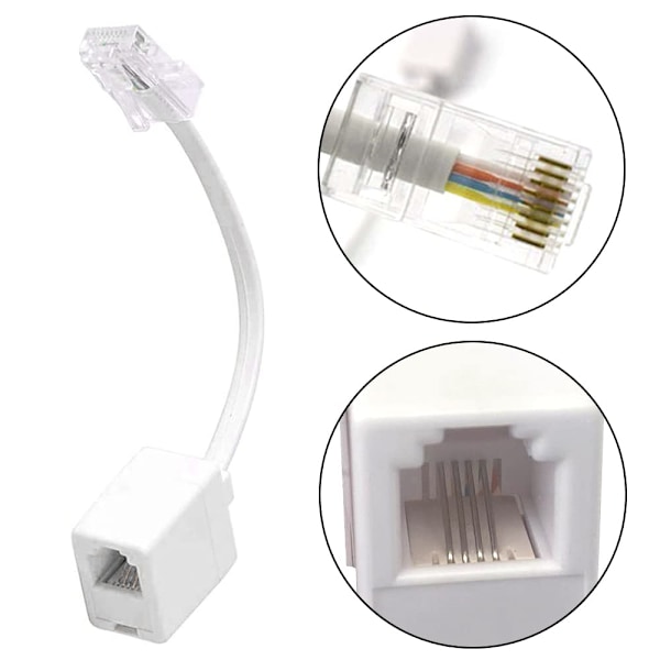 2 stk RJ45 til RJ11 konverter telefonadapter
