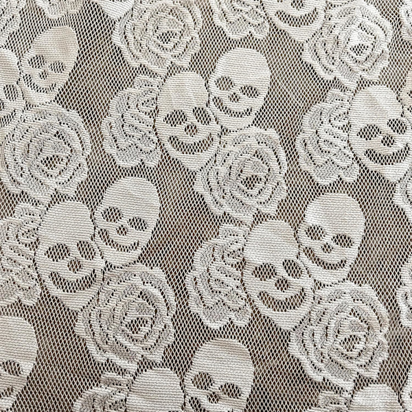 59 tum svart spetsväv, rosblommig spets för IY-festdekorationer, gardiner, dukar, Halloween-dekorationer (vit, 3 meter (59 x 105 tum vit