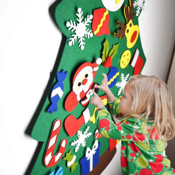 Filt julgran Set 20st Ornament Väggdekor för barn julklapp