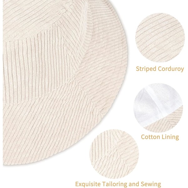 Unisex Corduroy Bucket Hat - Lättviktig Packable Sommar Solhatt för Strand och
