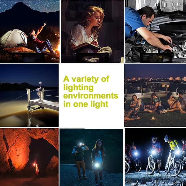 Oppladbar LED Lommelykt Campinglys med 4800mah, Solcellelading, 3 Moduser Bærbar Lyslykt Nødlys Arbeidslys