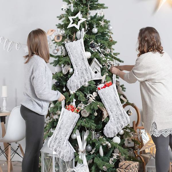 4-pack 20 tum guldbrons julstrumpor - konstgjorda pälsstrumpor
